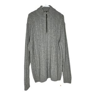 Daniele Blasi Men's Cable Knit Sweater in Gray Wool Blend 1/4 Zipper Size XXL